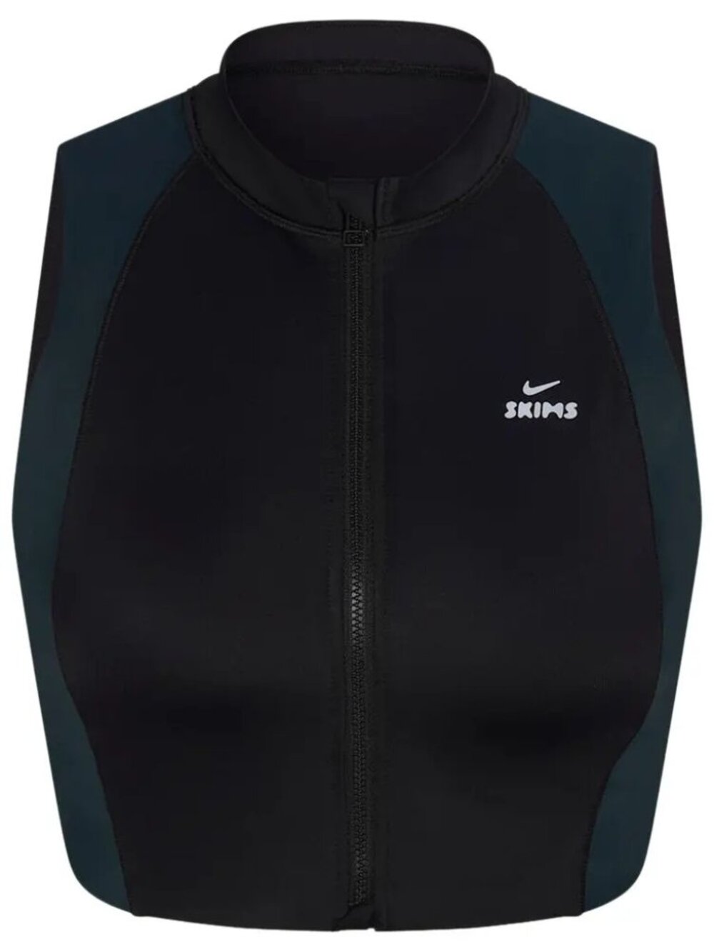 NWT NIKE x SKIMS SHINE COLOR BLOCK ZIP UP OBSIDIAN/TEAL BRA SMALL